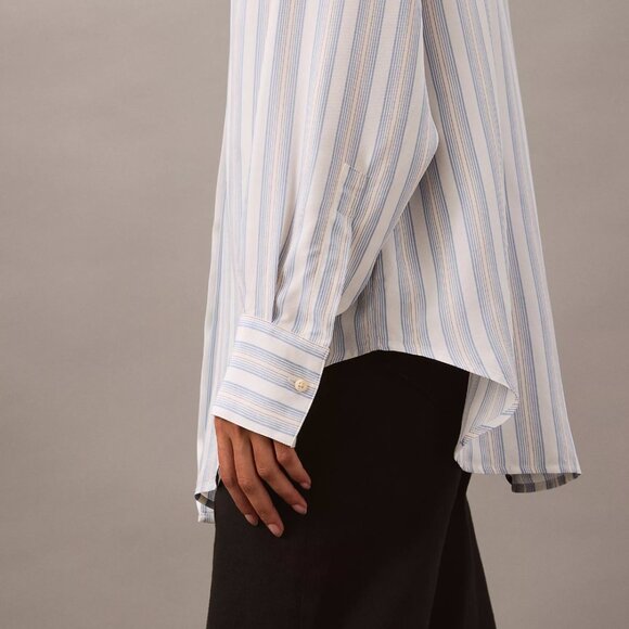 Calvin Klein Relaxed Viscose Button Down Shirt striped (NWT) - Picture 4 of 6